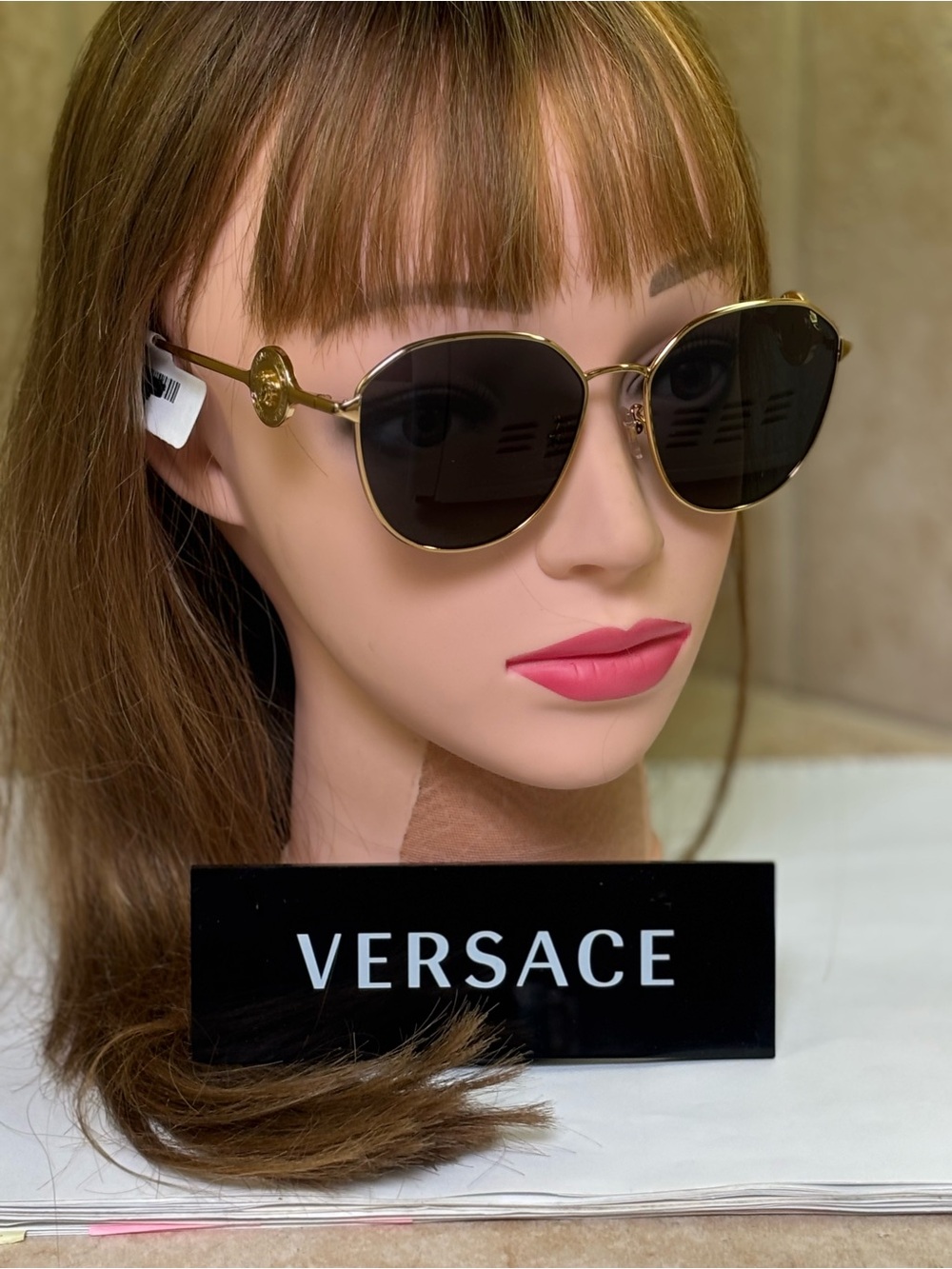 New Versace MOD2259-D 1002/87 Gold Frame Sunglasses with Grey Lenses